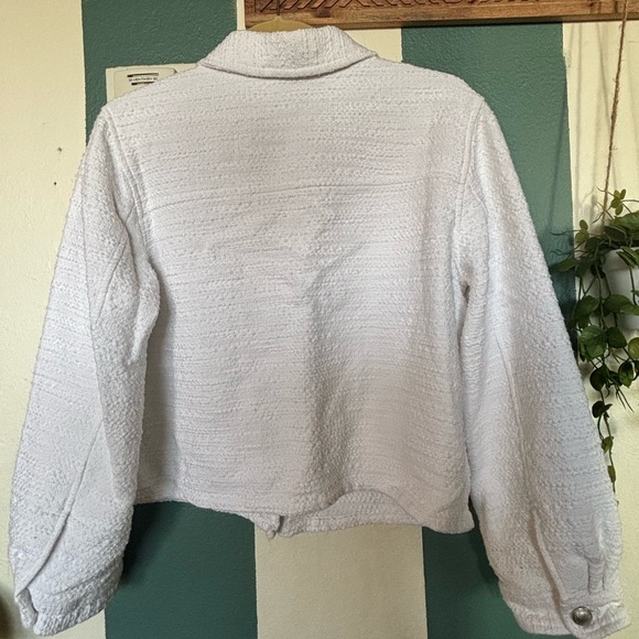 Express White Bouclé Button-Up Jacket - Picture 2 of 4